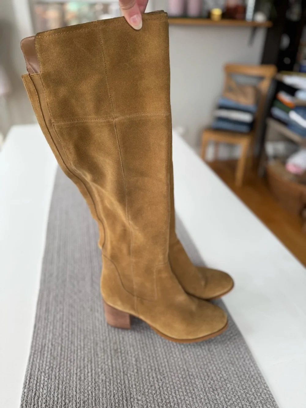 Marc Fisher Tan Suede Over the Knee Tall Boots Size 8.5 Wide Calf